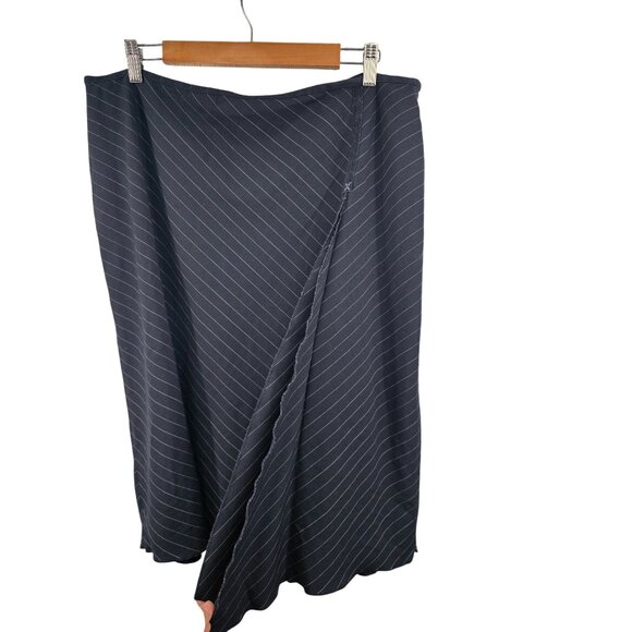 J.Jill Womens Size 18 Black Diagonal Stripe A-Line Skirt - Picture 2 of 6